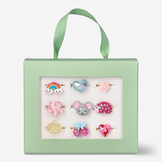 Flying Tiger Copenhagen Çocuklar İçin Hayvan Temalı 9'lu Yüzük ve Yüzük Kutusu Seti