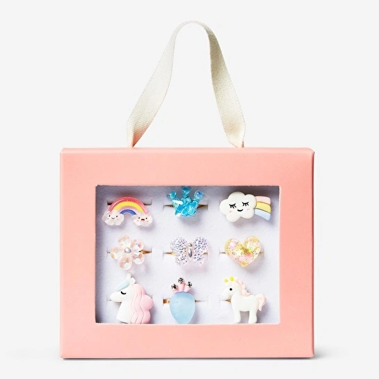 Flying Tiger Copenhagen Çocuklar İçin Unicorn Temalı 9'lu Yüzük ve Yüzük Kutusu Seti