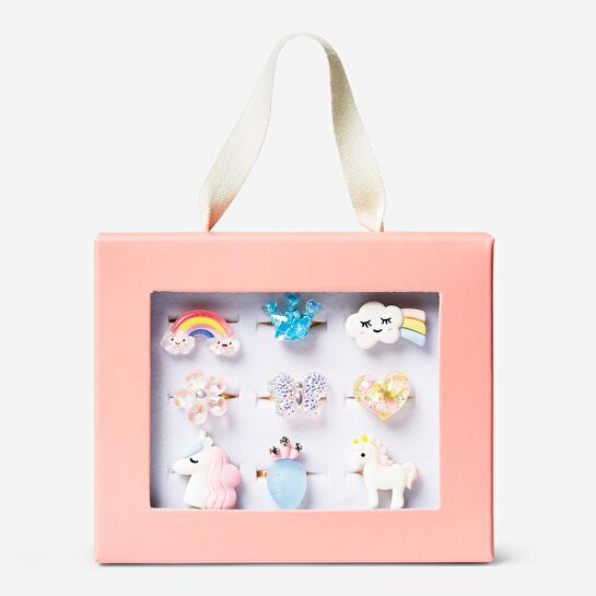 Flying Tiger Copenhagen Çocuklar İçin Unicorn Temalı 9'lu Yüzük ve Yüzük Kutusu Seti