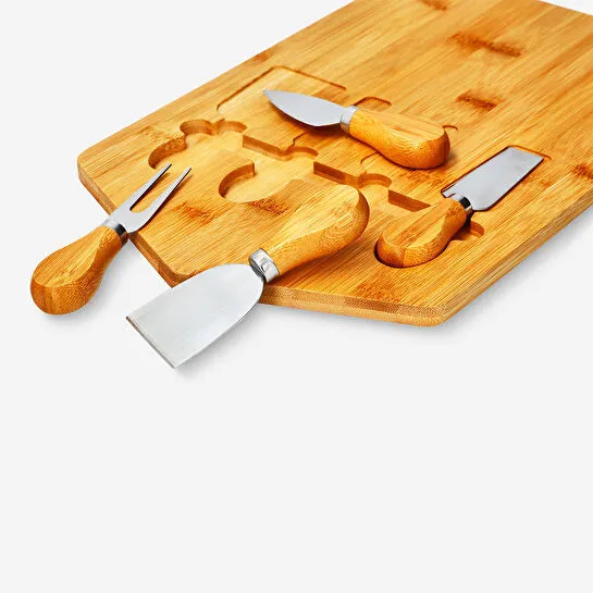 Flying Tiger Copenhagen 4'lü Bambu Peynir Dilimleme Bıçağı ve Servis Seti