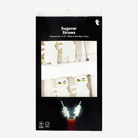 Flying Tiger Copenhagen 4'lü Karanlıkta Parlayan Mumyalı Pipet Seti