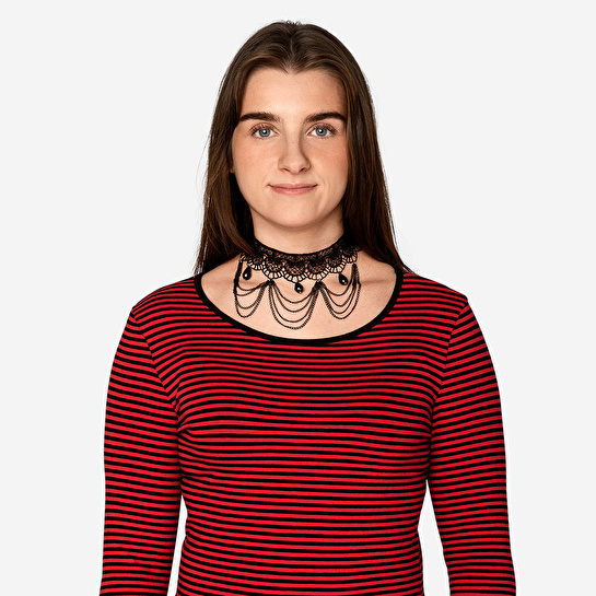 Flying Tiger Copenhagen Dantelli ve Taşlı Siyah Choker