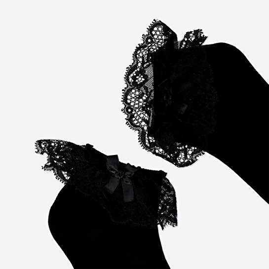 Flying Tiger Copenhagen Gotik Tasarımlı Siyah Çorap 36/38