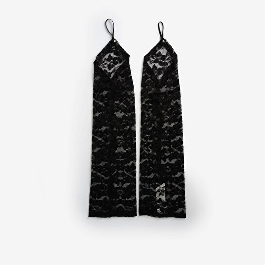 Flying Tiger Copenhagen Gotik Temalı Siyah Uzun Nakışlı Eldiven