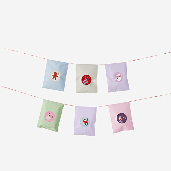 Flying Tiger Copenhagen 24'lü Renkli Hediye Paketi ve Geri Sayım Çıkartması Seti