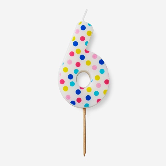 Flying Tiger Copenhagen 6 Numaralı Renkli Puantiyeli Pasta Mumu