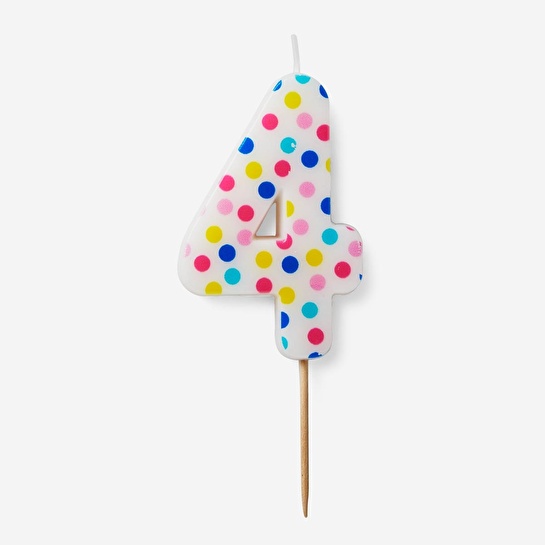 Flying Tiger Copenhagen 4 Numaralı Renkli Puantiyeli Pasta Mumu