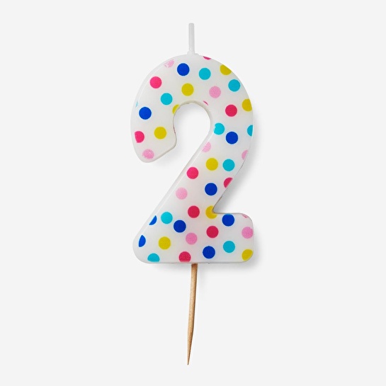 Flying Tiger Copenhagen 2 Numaralı Renkli Puantiyeli Pasta Mumu