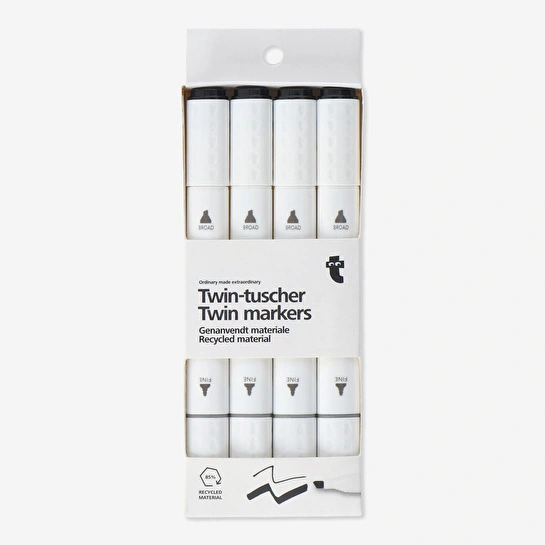 Flying Tiger Copenhagen 4'lü Siyah İki Uçlu Vurgulayıcı Kalem Seti