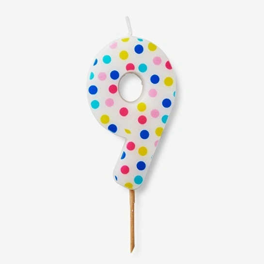 Flying Tiger Copenhagen 9 Numaralı Renkli Puantiyeli Pasta Mumu