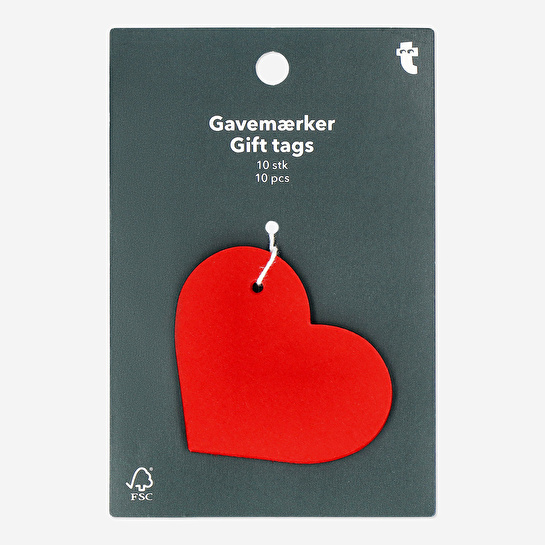 Flying Tiger Copenhagen 10'lu Kırmızı Kalpli Hediye Etiketi Seti