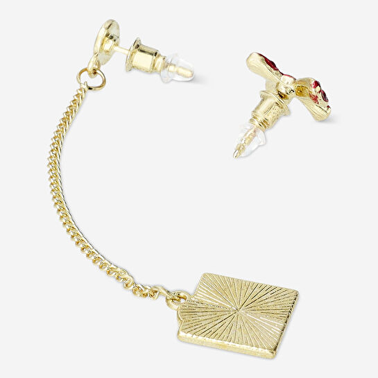 Flying Tiger Copenhagen Kırmızı Kurdeleli ve Sallanan Hediye Paketli Küpe