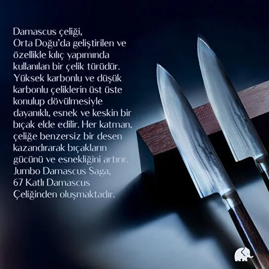 Jumbo Saga Çelik Damascus Bıçak Seti