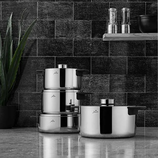 Jumbo Infinity 3PLY 8 Parça İndüksiyon Tabanlı Çelik Tencere Seti