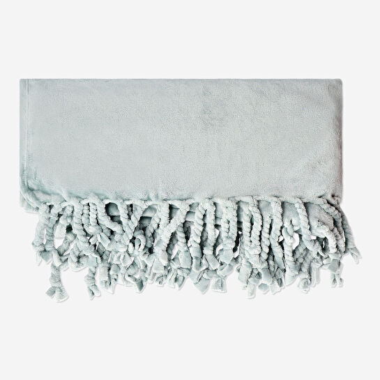 Flying Tiger Copenhagen Püsküllü Mavi TV Battaniyesi 150 cm x 120 cm