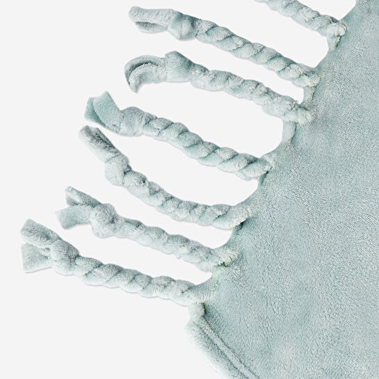 Flying Tiger Copenhagen Püsküllü Mavi TV Battaniyesi 150 cm x 120 cm