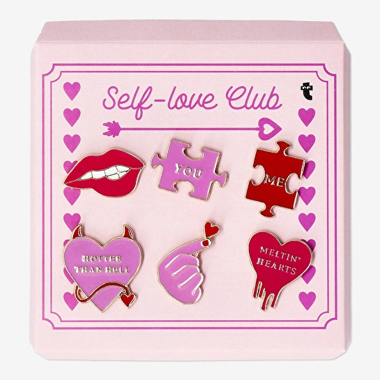 Flying Tiger Copenhagen 6'lı Pembe Sevgi Temalı Metal Rozet Seti
