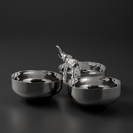 Jumbo Ganesha Üçlü Gümüş Çerezlik