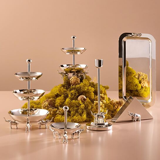 Jumbo Ganesha Gümüş Tepsi 16,5X32