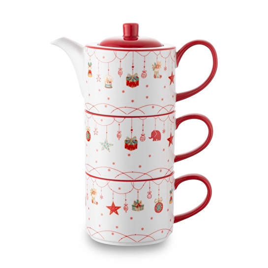 Jumbo New Year Janus Teapot ve 2'li Bardak Seti