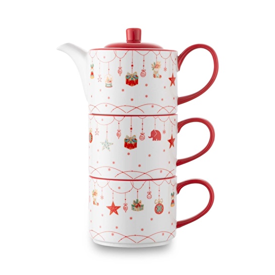 Jumbo New Year Janus Teapot ve 2'li Bardak Seti