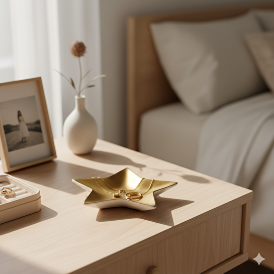 Flying Tiger Copenhagen Gold Yıldız Şekilli Seramik Takı Tabağı