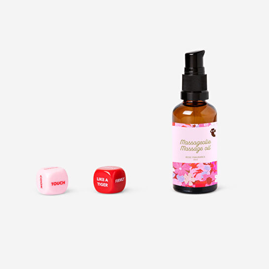 Flying Tiger Copenhagen Gül Masaj Yağı 50 ml ve Zar Seti