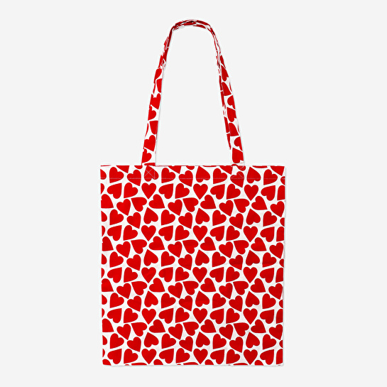 Flying Tiger Copenhagen Kırmızı Kalp Desenli Bez Çanta