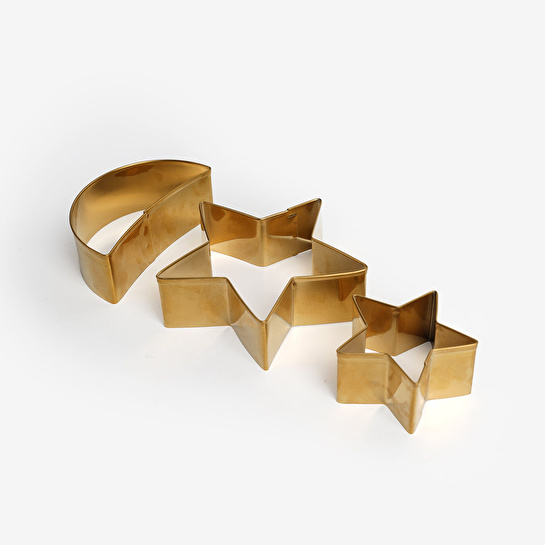 Flying Tiger Copenhagen 3'lü Ay Yıldız Şekilli Gold Kurabiye Kalıbı Seti