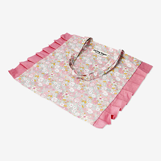 Flying Tiger Copenhagen Fırfırlı Pembe Çiçekli Bez Çanta