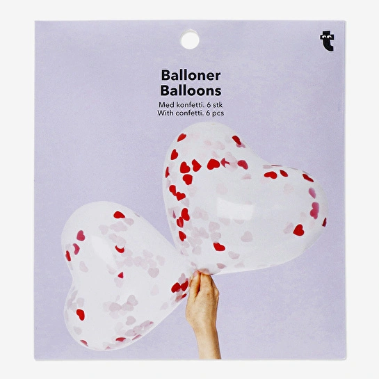 Flying Tiger Copenhagen 6'lı Konfetili Kalp Şekilli Şeffaf Balon