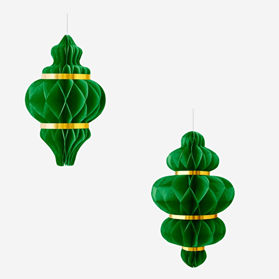 Flying Tiger Copenhagen 2'li Yeşil Kağıt Fener Seti