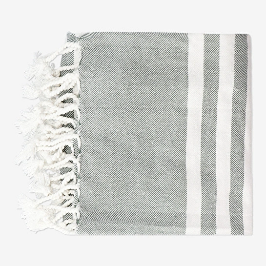 Flying Tiger Copenhagen Açık Yeşil Çizgili Pamuklu Peştemal 70 cm x 150 cm