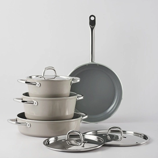 Jumbo Swiss Crystal 7 Parça İndüksiyon Tabanlı Tencere Seti Bej