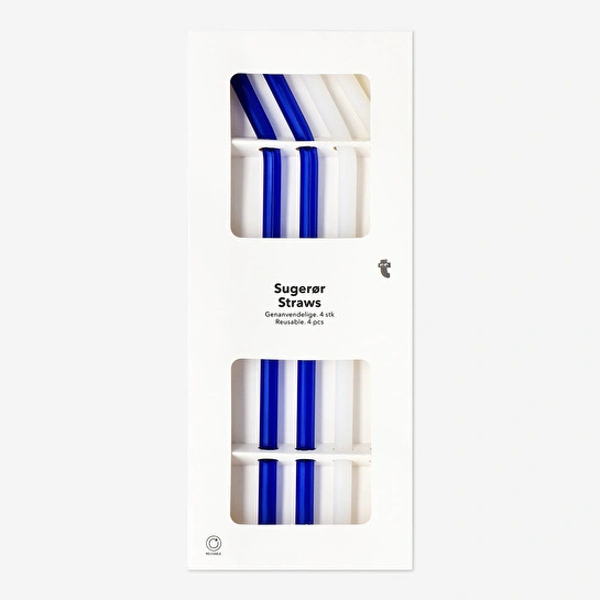 Flying Tiger Copenhagen 4'lü Mavi Beyaz Cam Pipet Seti