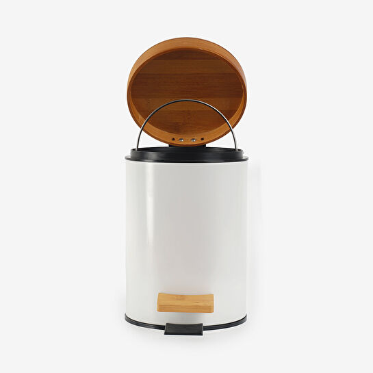 Flying Tiger Copenhagen Bambu Kapaklı Beyaz Çöp Kovası