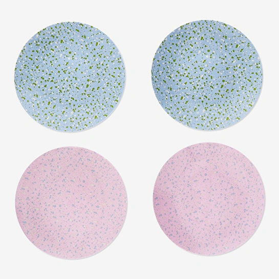 Flying Tiger Copenhagen 4'lü Pastel Renkli Plastik Tabak Seti