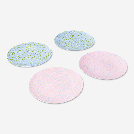 Flying Tiger Copenhagen 4'lü Pastel Renkli Plastik Tabak Seti