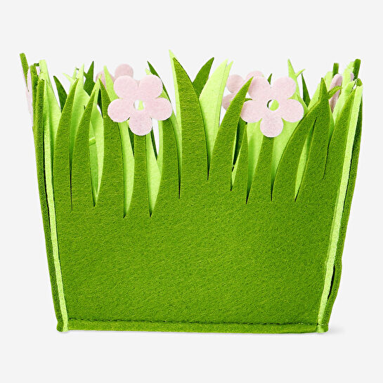 Flying Tiger Copenhagen Pembe Çiçekli Yeşil Büyük Keçe Sepet