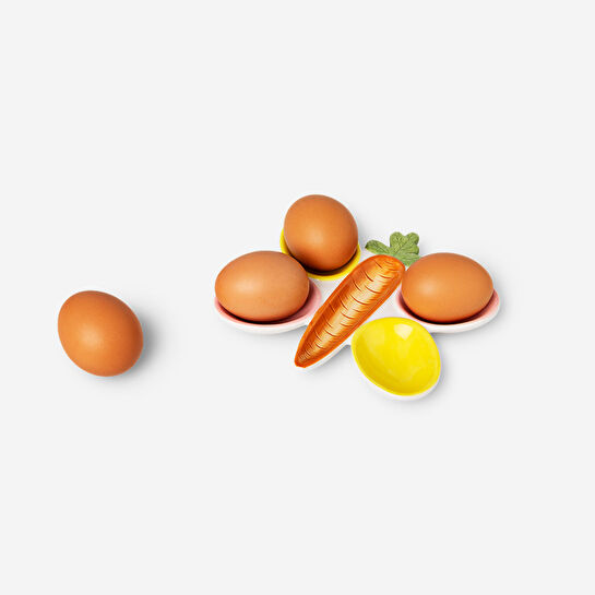 Flying Tiger Copenhagen Havuç Detaylı Çok Renkli Seramik Yumurta Tabağı