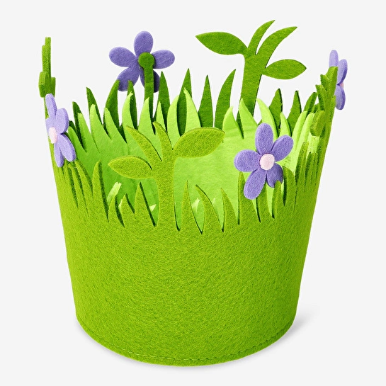 Flying Tiger Copenhagen Mor Çiçekli Yeşil Küçük Keçe Sepet