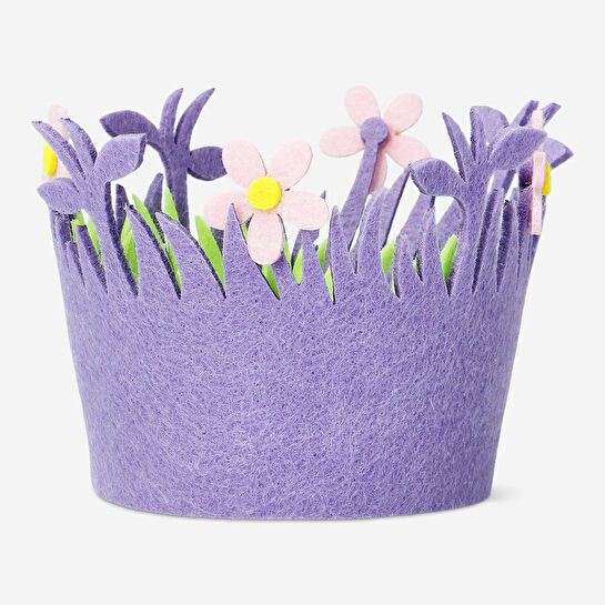 Flying Tiger Copenhagen Pembe Çiçekli Mor Küçük Keçe Sepet