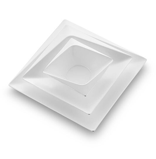 Jumbo Fold Platin 58 Parça 12 Kişilik Kare Yemek Takımı