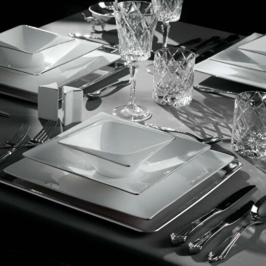 Jumbo Fold Platin 58 Parça 12 Kişilik Kare Yemek Takımı