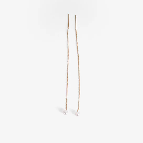 Flying Tiger Copenhagen İnci Detaylı Uzun Gold Küpe