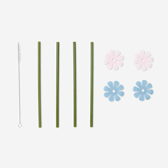 Flying Tiger Copenhagen Pastel Renkli Çiçek Detaylı Pipet Seti