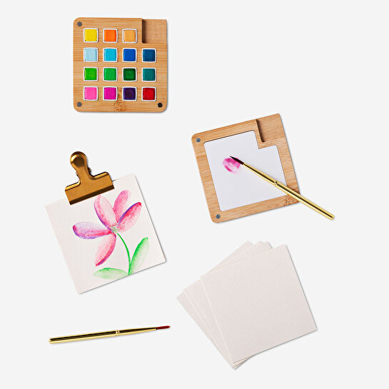 Flying Tiger Copenhagen Taşınabilir Ahşap Mini Sulu Boya Kiti