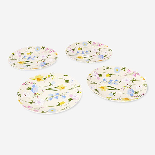 Flying Tiger Copenhagen 4'lü Bahar Çiçekleri Desenli Plastik Tabak