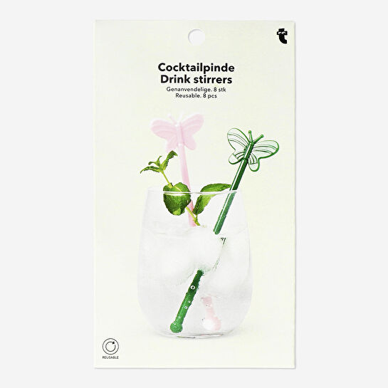 Flying Tiger Copenhagen 8'li Kelebek Şekilli Kokteyl Karıştırıcı Seti