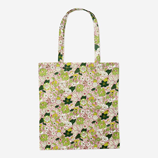 Flying Tiger Copenhagen Yeşil Çiçek Desenli Bez Çanta